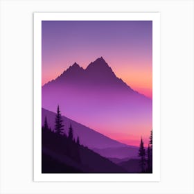 Misty Mountains Vertical Composition In Purple Tone 37 Art Print