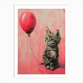 Cute Cat 6 With Balloon Art Print