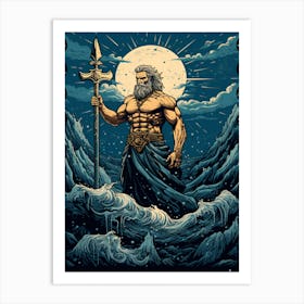  An Illustration Of The Greek God Poseidon 10 Art Print