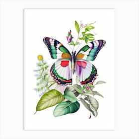 Butterfly On Plant Decoupage 2 Art Print
