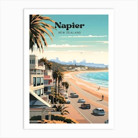 Napier New Zealand Hawke's Bay. Travel Illustration Art Print