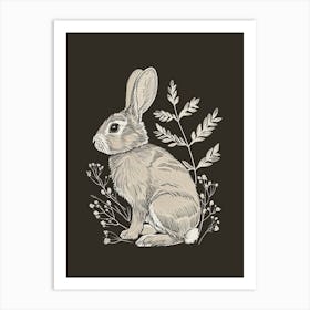 Tan Rabbit Minimalist Illustration 3 Art Print