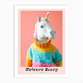 Toy Unicorn In A Knitted Jumper Poster Art Print