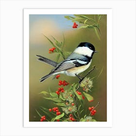 Carolina Chickadee Haeckel Style Vintage Illustration Bird Art Print