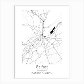 Belfast,United Kingdom Minimalist Map Poster