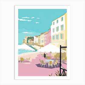 Biarritz, France, Flat Pastels Tones Illustration 4 Art Print