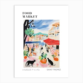 The Food Market In Saint Tropez 1 Illustration Poster Art Print