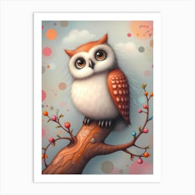 Winky Whimsy: A Cute Baby Owl Artwork For Children Art Print