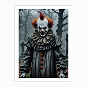 Lurking Laughter Under the Moonlight Spooky Clown Art Print