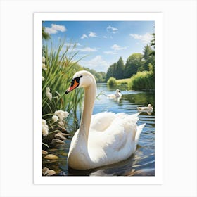 Swans In The Water 4 Art Print