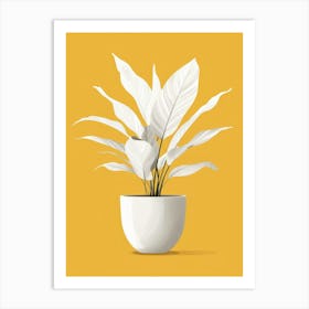 White Plant In A Pot Art Print