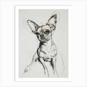 Chihuahua Dog Charcoal Line 2 Art Print