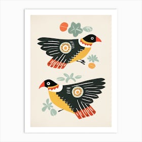 Folk Style Bird Painting Crested Caracara 2 Art Print