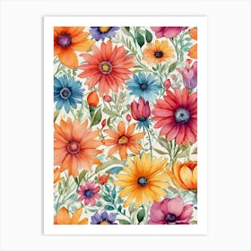 Watercolor Flowers 25 Art Print