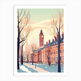Vintage Winter Travel Illustration London United Kingdom 4 Art Print