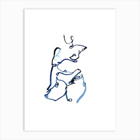 Blue Woman 4 Line Art Print