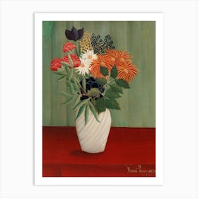 Bouquet Of Flowers With China Asters And Tokyos, Henri Rousseau Art Print