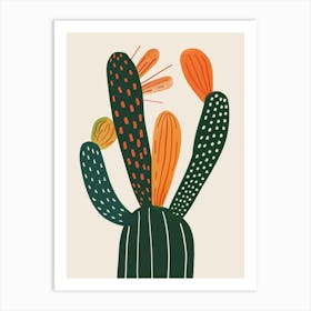 Rat Tail Cactus Minimalist Abstract Illustration 7 Art Print