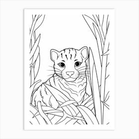 Line Art Jungle Animal Ocelot 2 Art Print
