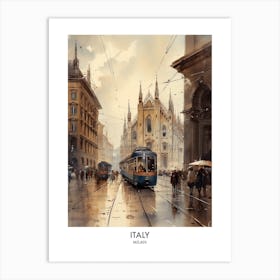 Milan, Italy 7 Watercolor Travel Poster Art Print