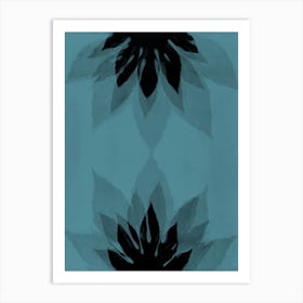 Teal black leaf 1 Art Print