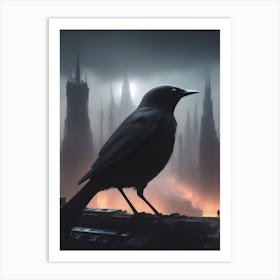 Black Crow In The City Art Print