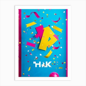 A Vibrant Graphic Design Featuring A Three Dimensional Lettering Thank You Floating Amidst Confe (4) Art Print