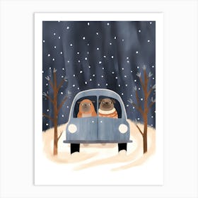 Two Dogs In A Car Art Print