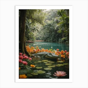 Alligator In The Jungle Print Art Print