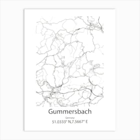 Gummersbach,Germany Minimalist Map Art Print