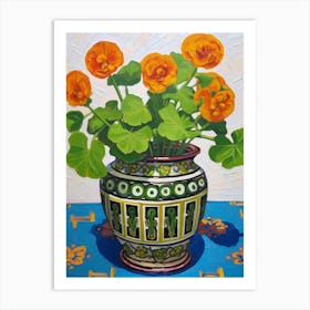 Flowers In A Vase Still Life Painting Portulaca 2 Art Print