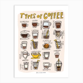 Types Of Coffee - Sunflower Art Print