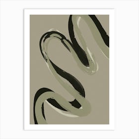 Green Black Strokes No 1 Art Print