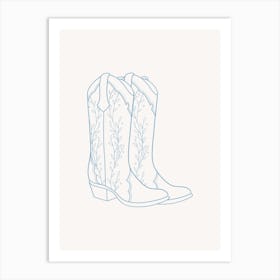 Cowboy Boots Blue Art Print