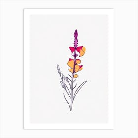 Snapdragon Floral Minimal Line Drawing 3 Flower Art Print