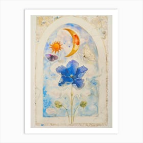 Moon And Flowers 1 Art Print