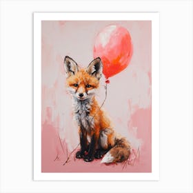 Cute Fox 1 With Balloon Art Print