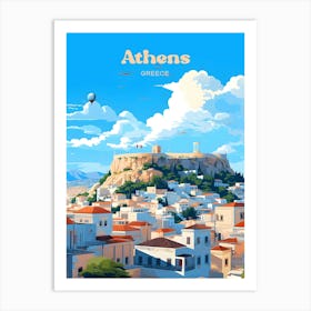 Athens Greece Travel Illustration Art Art Print