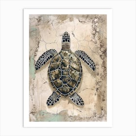 Vintage Sea Turtle Scrapbook Inspired 2 Art Print