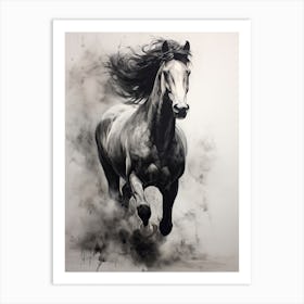 A Horse Painting In The Style Of Monochrome Painting 4 Art Print
