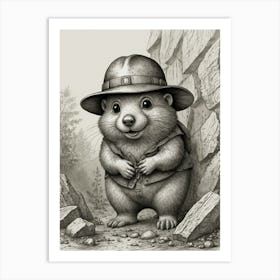 Squirrel In A Hat Art Print