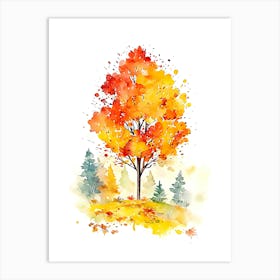 Watercolor Autumn Tree Art Print