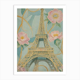 Eiffel Tower and Flowers Art Print