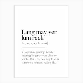Lang May Yer Lum Reek Scottish Slang Definition Scots Banter Art Print
