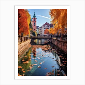 Ljubljana Slovenia In Autumn Fall, Watercolour 3 Art Print