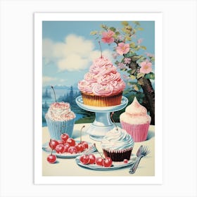 Cake With Frosting Vintage Cookbook Style 4 Art Print