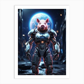 Pig In Cyborg Body #3 Art Print