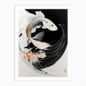 Ochiba Shigure 1, Koi Fish Minimal Line Drawing Art Print