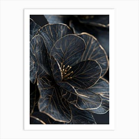 Black And Gold Flowers 2 Art Print