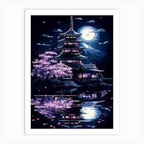 Pagoda At Night Art Print